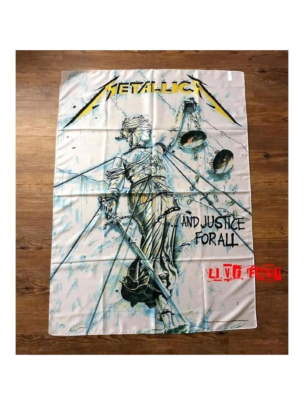 METALLICA Flag Banner Tapestry Fabric Poster Vintage 1998 And Justice For All
